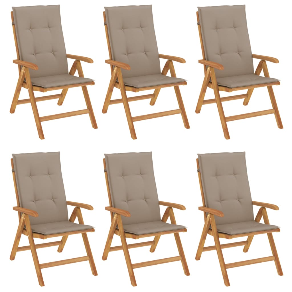 Polohovací Zahradní Židle S Poduškami 6 Ks Masivní Teak