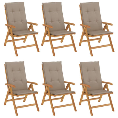 Polohovací Zahradní Židle S Poduškami 6 Ks Masivní Teak