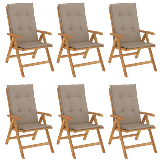 Polohovací Zahradní Židle S Poduškami 6 Ks Masivní Teak