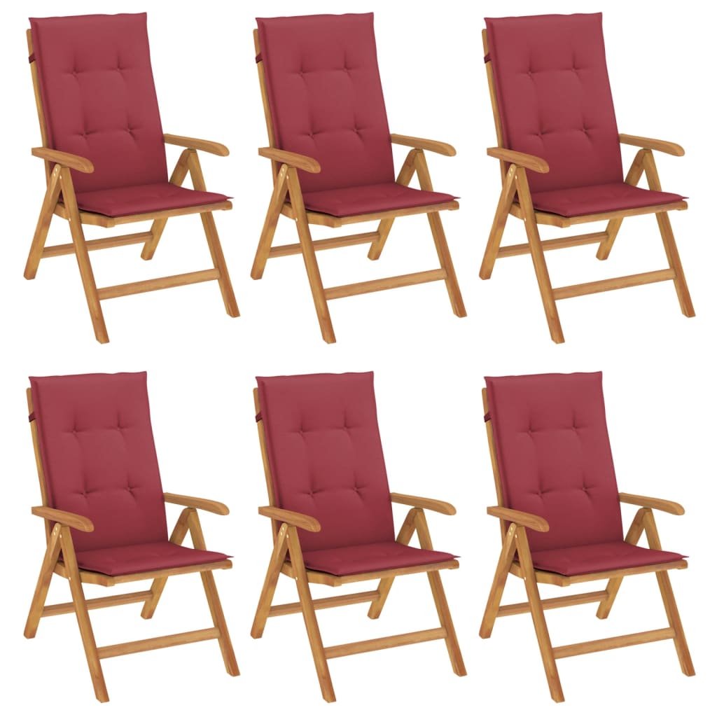 Polohovací Zahradní Židle S Poduškami 6 Ks Masivní Teak