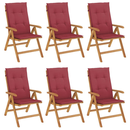 Polohovací Zahradní Židle S Poduškami 6 Ks Masivní Teak