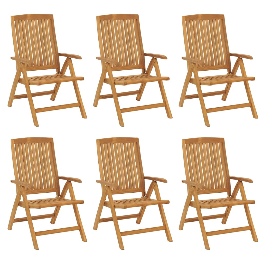 Polohovací Zahradní Židle S Poduškami 6 Ks Masivní Teak