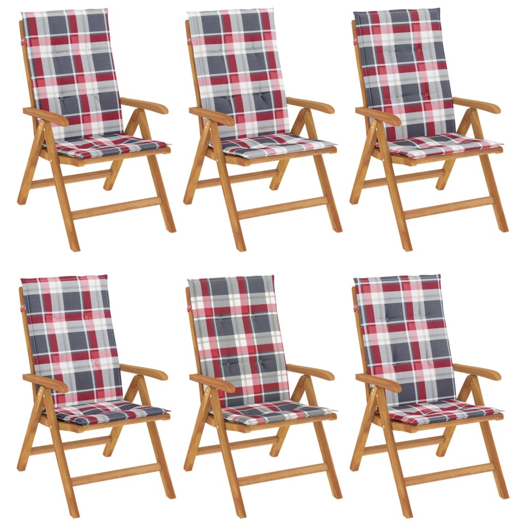 Polohovací Zahradní Židle S Poduškami 6 Ks Masivní Teak