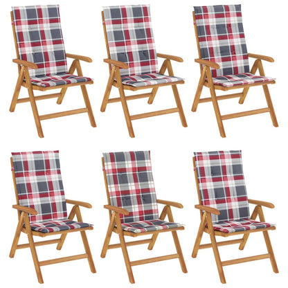 Polohovací Zahradní Židle S Poduškami 6 Ks Masivní Teak