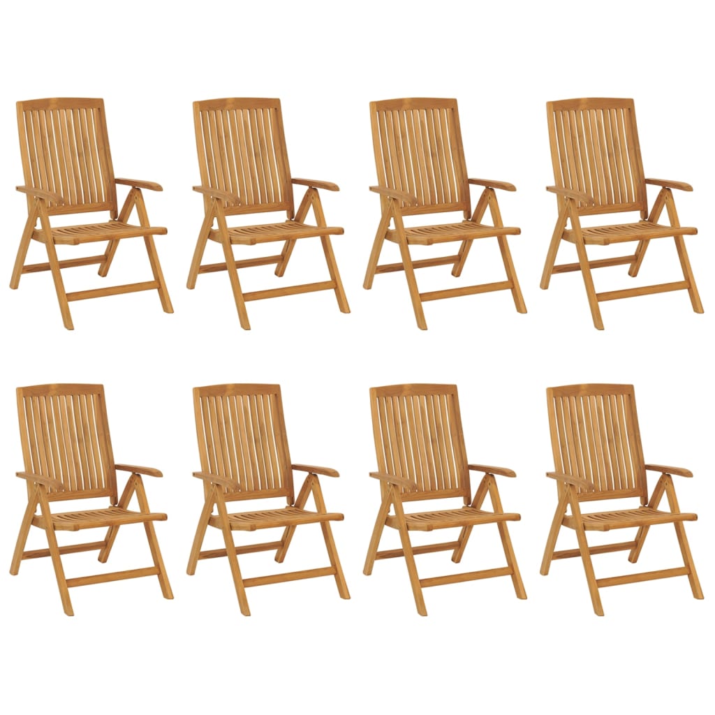 Polohovací Zahradní Židle S Poduškami 8 Ks Masivní Teak