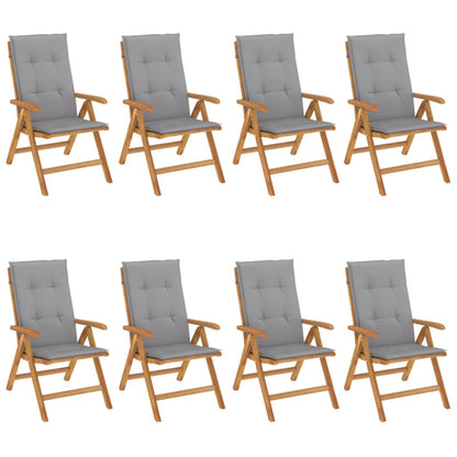 Polohovací Zahradní Židle S Poduškami 8 Ks Masivní Teak