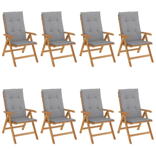 Polohovací Zahradní Židle S Poduškami 8 Ks Masivní Teak