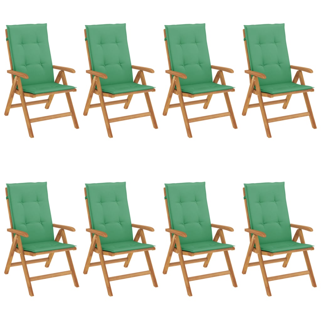 Polohovací Zahradní Židle S Poduškami 8 Ks Masivní Teak
