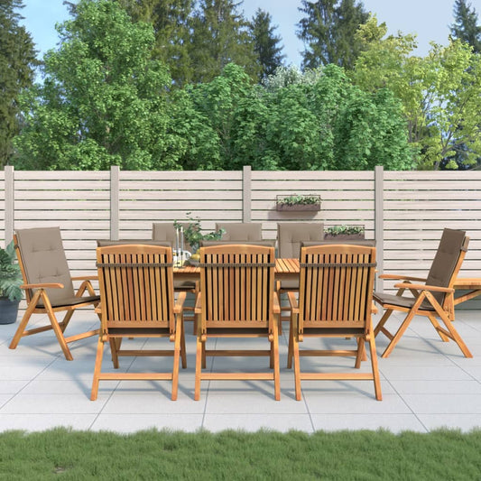 Polohovací Zahradní Židle S Poduškami 8 Ks Masivní Teak