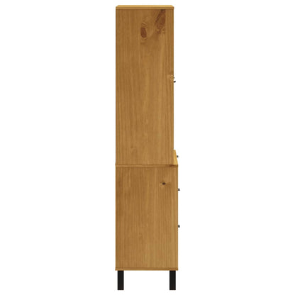 Příborník S Prosklenými Dvířky Flam 80X40X180 Cm Borové Dřevo