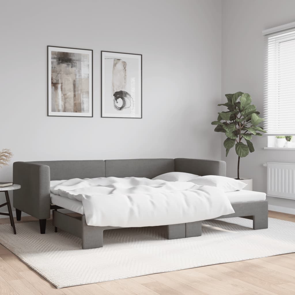Válenda S Přistýlkou A Tmavě Šedá 100 X 190 Cm Textil
