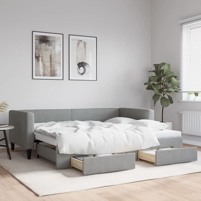 Válenda S Přistýlkou A Zásuvkami Světle Šedá 100X190 Cm Textil
