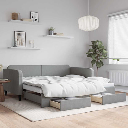 Válenda S Přistýlkou A Zásuvkami Světle Šedá 100X190 Cm Textil
