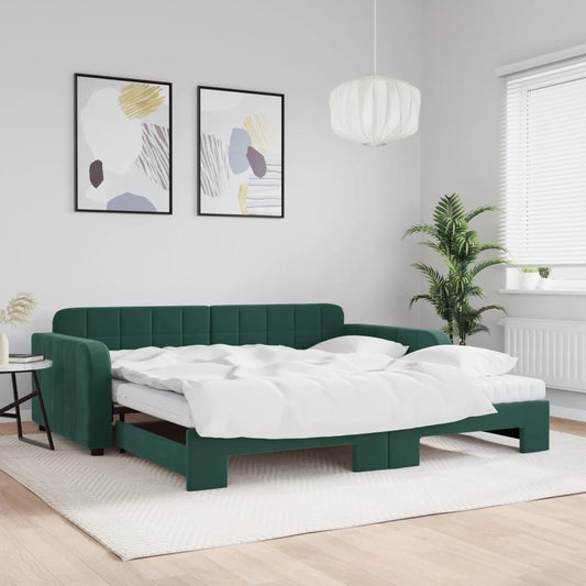 Válenda S Přistýlkou A Matracemi Samet Tmavě Zelená