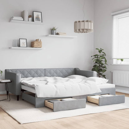 Válenda S Přistýlkou A Zásuvkami Textil Světle Šedá