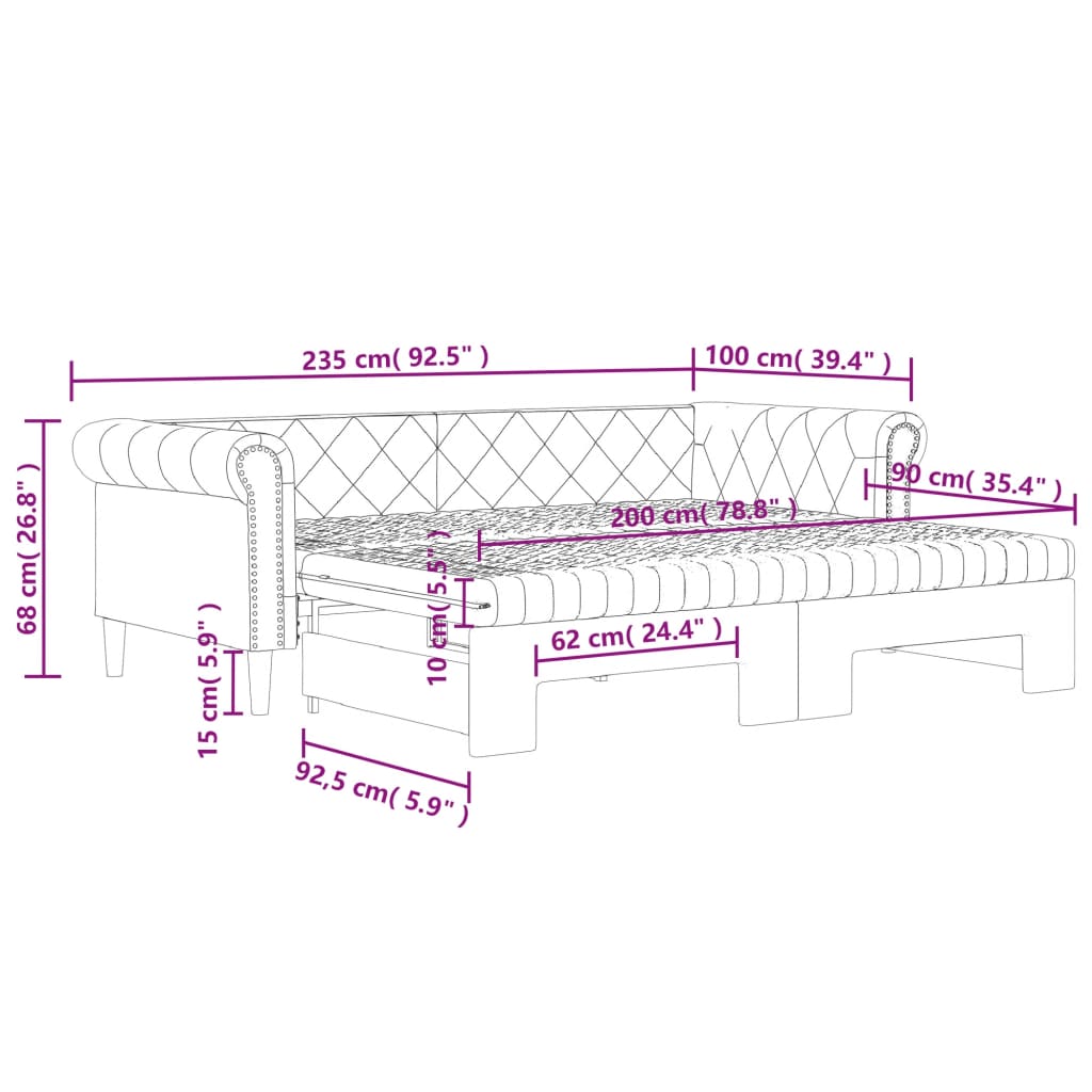Válenda S Přistýlkou A Matracemi 90X200Cm Umělá Kůže