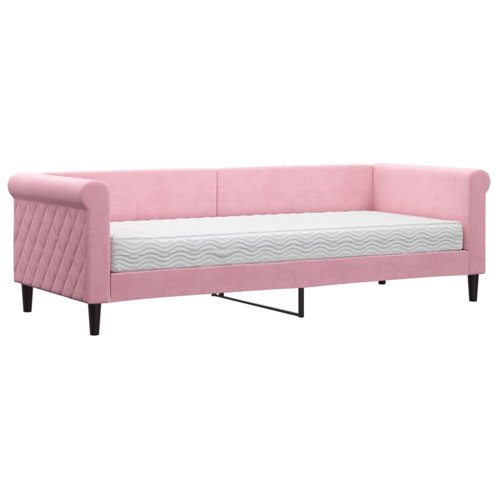 Válenda S Matrací Růžová 80 X 200 Cm Samet