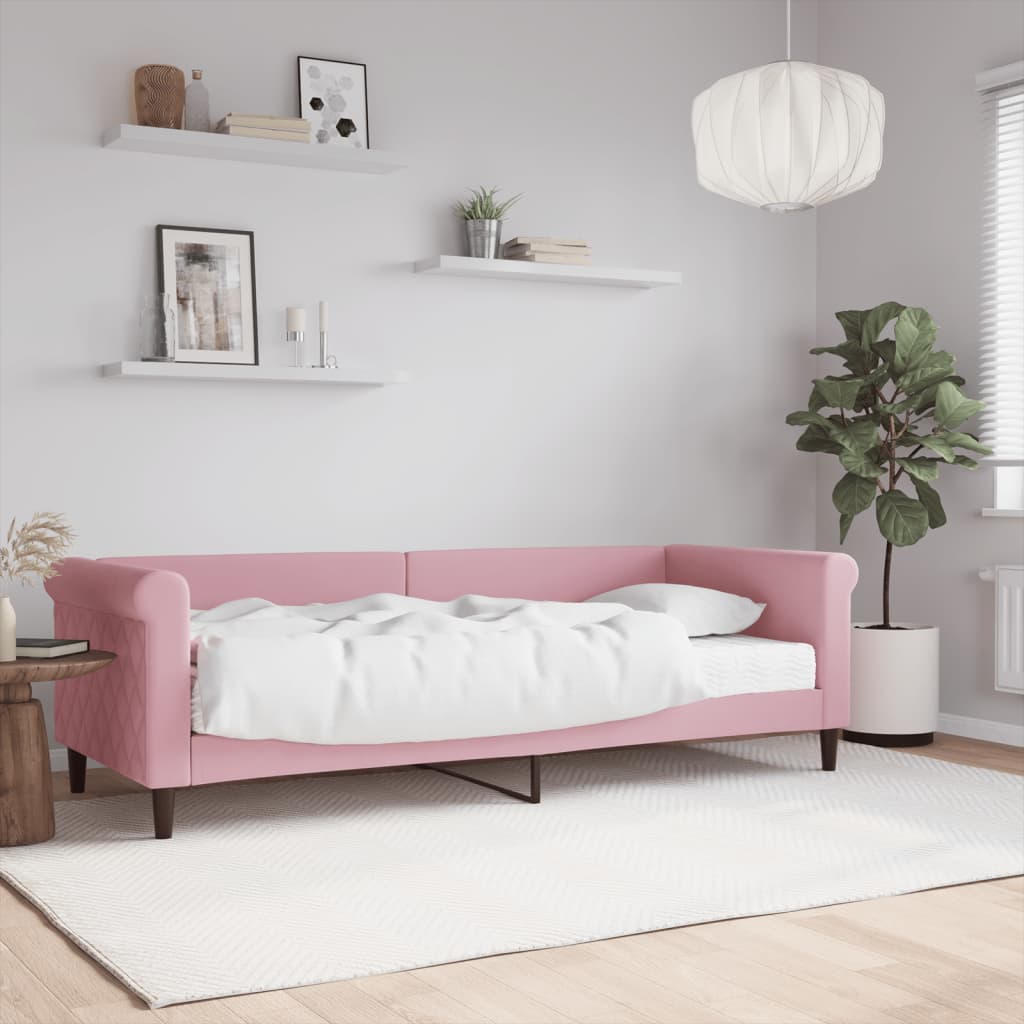 Válenda S Matrací Růžová 80 X 200 Cm Samet