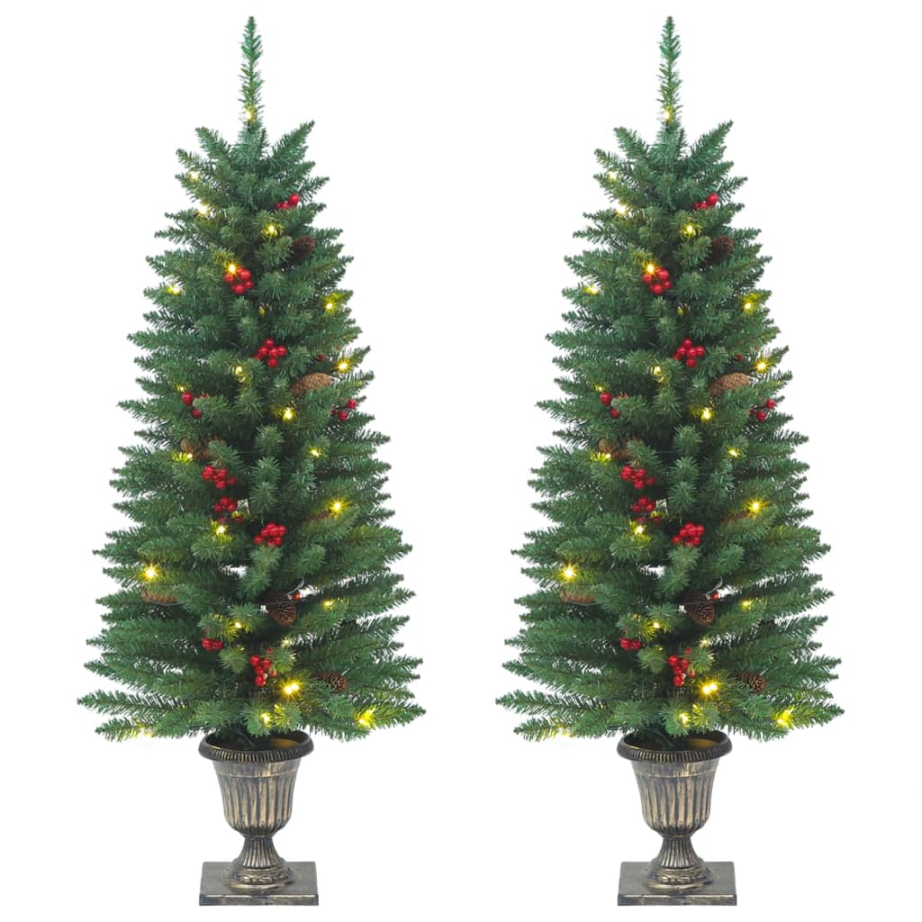 Umělé Vánoční Stromky 2 Ks 100 Led Diod Zelené A Bílé 120 Cm