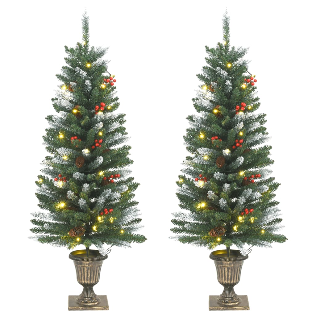 Umělé Vánoční Stromky 2 Ks 100 Led Diod Zelené A Bílé 120 Cm