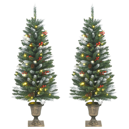 Umělé Vánoční Stromky 2 Ks 100 Led Diod Zelené A Bílé 120 Cm