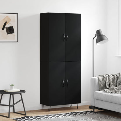 Skříň Highboard Černá 69,5 X 34 X 180 Cm Kompozitní Dřevo
