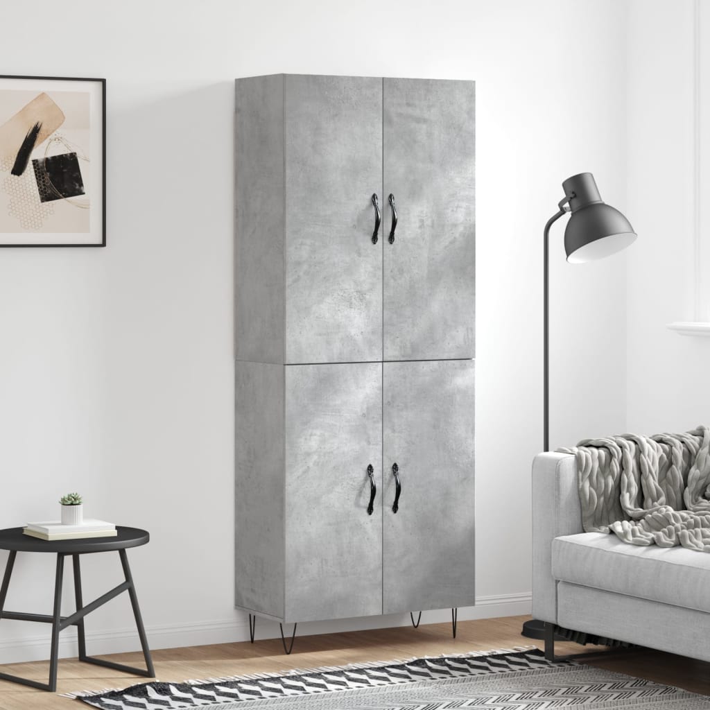 Skříň Highboard Černá 69,5 X 34 X 180 Cm Kompozitní Dřevo