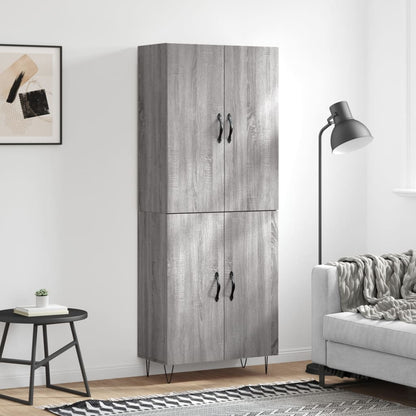 Skříň Highboard Černá 69,5 X 34 X 180 Cm Kompozitní Dřevo