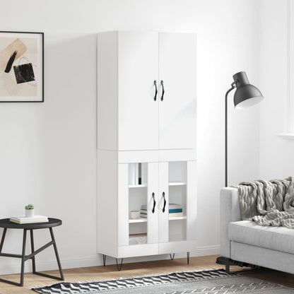 Skříň Highboard Černá 69,5 X 34 X 180 Cm Kompozitní Dřevo