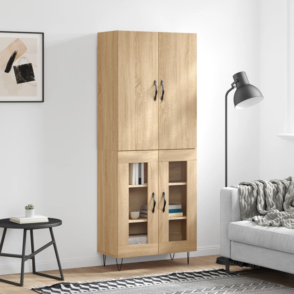 Skříň Highboard Betonově Šedá 69,5X34X180 Cm Kompozitní Dřevo