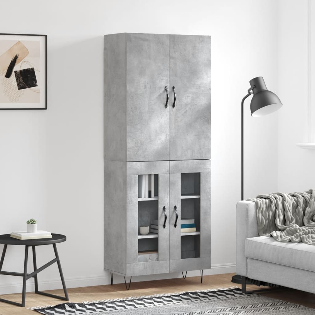 Skříň Highboard Betonově Šedá 69,5X34X180 Cm Kompozitní Dřevo