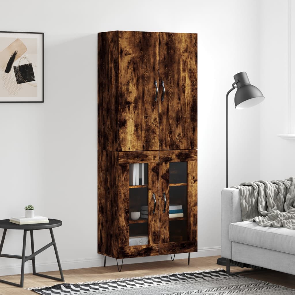 Skříň Highboard Betonově Šedá 69,5X34X180 Cm Kompozitní Dřevo