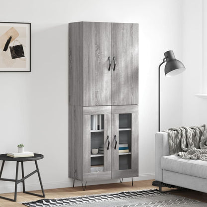 Skříň Highboard Černá 69,5 X 34 X 180 Cm Kompozitní Dřevo