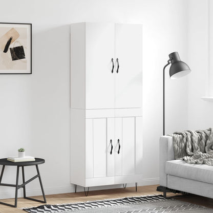Skříň Highboard Černá 69,5 X 34 X 180 Cm Kompozitní Dřevo
