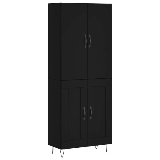Skříň Highboard Černá 69,5 X 34 X 180 Cm Kompozitní Dřevo