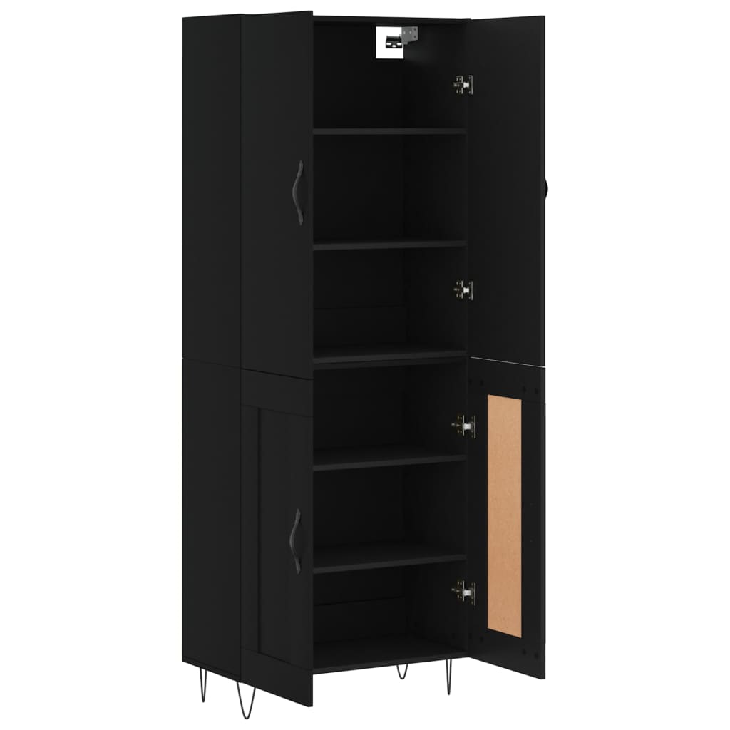 Skříň Highboard Černá 69,5 X 34 X 180 Cm Kompozitní Dřevo