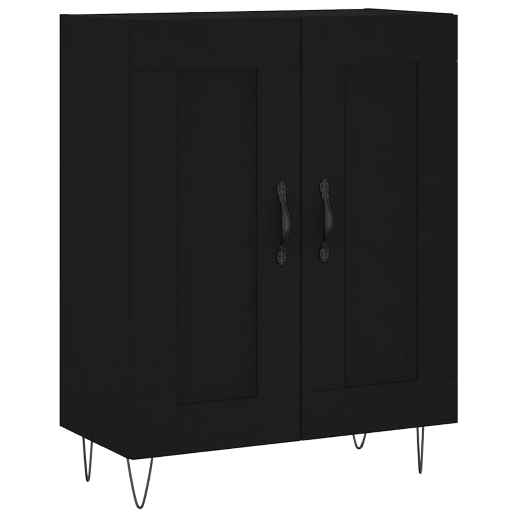 Skříň Highboard Černá 69,5 X 34 X 180 Cm Kompozitní Dřevo