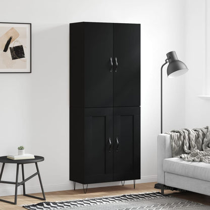 Skříň Highboard Černá 69,5 X 34 X 180 Cm Kompozitní Dřevo