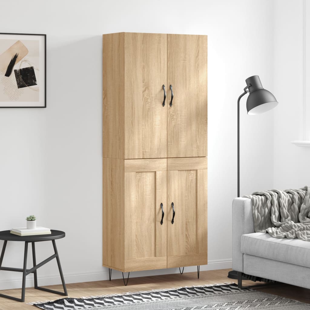 Skříň Highboard Betonově Šedá 69,5X34X180 Cm Kompozitní Dřevo