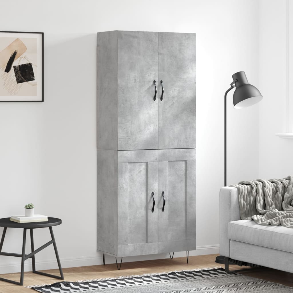 Skříň Highboard Betonově Šedá 69,5X34X180 Cm Kompozitní Dřevo