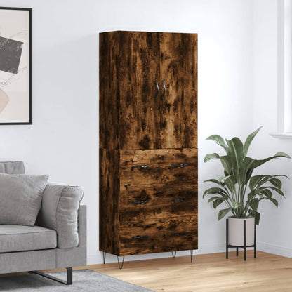 Skříň Highboard Černá 69,5 X 34 X 180 Cm Kompozitní Dřevo