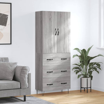 Skříň Highboard Černá 69,5 X 34 X 180 Cm Kompozitní Dřevo