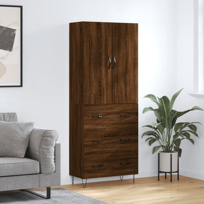 Skříň Highboard Černá 69,5 X 34 X 180 Cm Kompozitní Dřevo