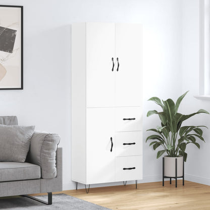 Skříň Highboard Černá 69,5 X 34 X 180 Cm Kompozitní Dřevo