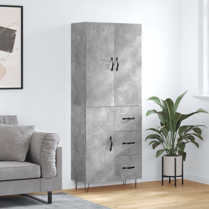 Skříň Highboard Černá 69,5 X 34 X 180 Cm Kompozitní Dřevo