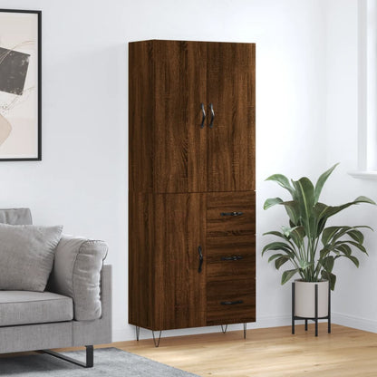 Skříň Highboard Černá 69,5 X 34 X 180 Cm Kompozitní Dřevo