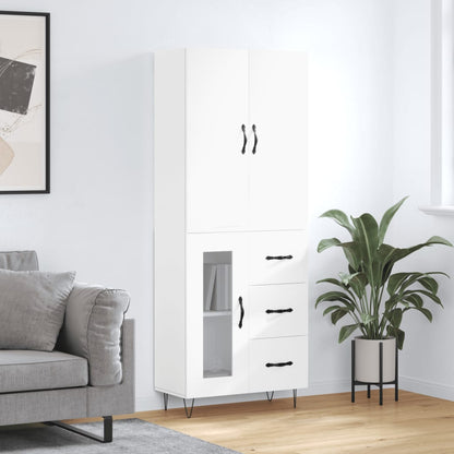 Skříň Highboard Černá 69,5 X 34 X 180 Cm Kompozitní Dřevo
