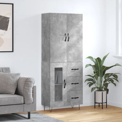 Skříň Highboard Černá 69,5 X 34 X 180 Cm Kompozitní Dřevo