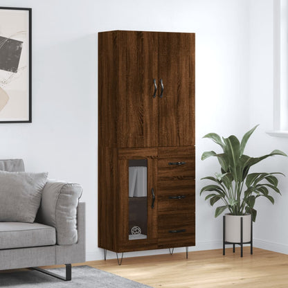Skříň Highboard Černá 69,5 X 34 X 180 Cm Kompozitní Dřevo
