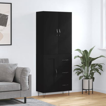 Skříň Highboard Černá 69,5 X 34 X 180 Cm Kompozitní Dřevo